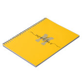 Elegant Monogram Yellow Script Office School Notizblock (Linke Seite)