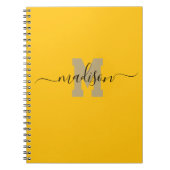 Elegant Monogram Yellow Script Office School Notizblock (Vorderseite)