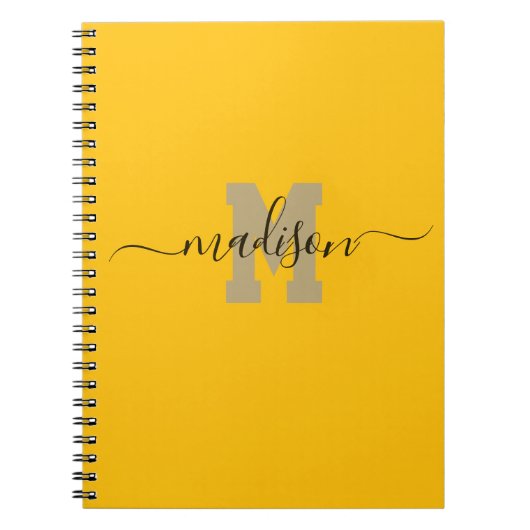 Elegant Monogram Yellow Script Office School Notizblock (Vorderseite)