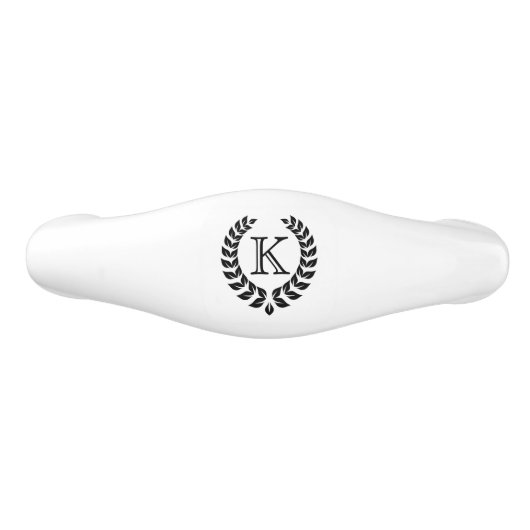Elegant Monogramed Black Kreath Keramik Schubladengriff (Vorderseite)