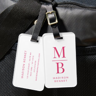 Elegant Monogramed Pink Gepäckanhänger