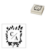 Elegant, Monogramm, Blätter, Hochzeiten Gummistempel (Stempel)