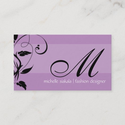 elegant; Monogramm blühen Visitenkarte (Vorderseite)