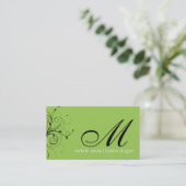 elegant; Monogramm blühen Visitenkarte (Stehend Vorderseite)