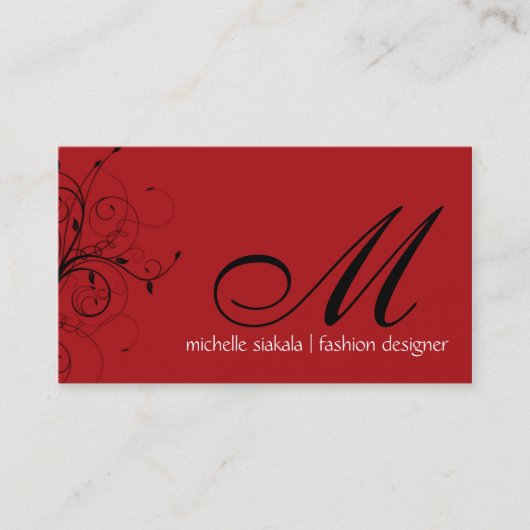 elegant; Monogramm blühen Visitenkarte (Vorderseite)