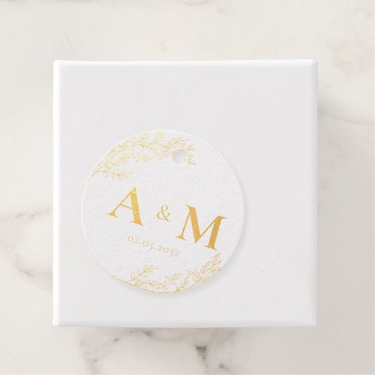 Elegant, Monogramm, Botanische Linie, Hochzeiten Geschenkanhänger (Mit Box)