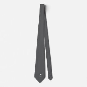 Elegant Monogramm Grau   Weiß Krawatte