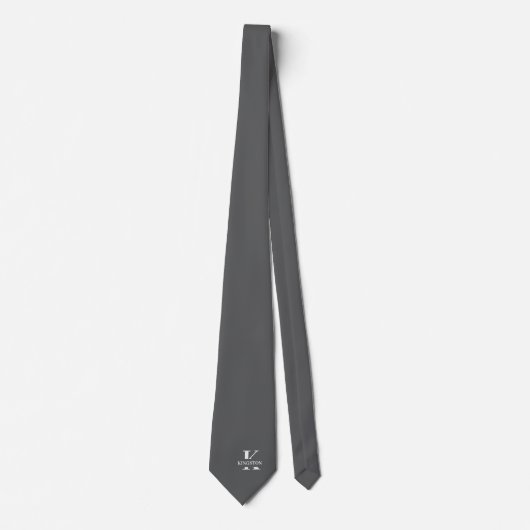 Elegant Monogramm Grau | Weiß Krawatte (Vorderseite)