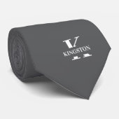 Elegant Monogramm Grau | Weiß Krawatte (Gerollt)