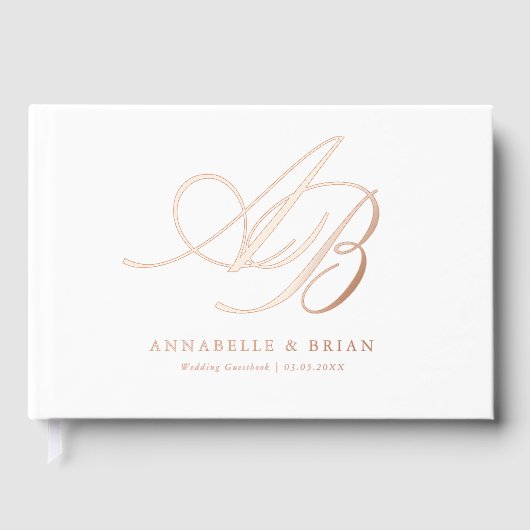 Elegant, Monogramm, Hochzeit Gästebuch (Vorderseite)