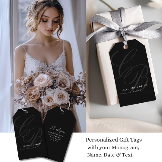 Elegant, Monogramm, Hochzeit Geschenkanhänger