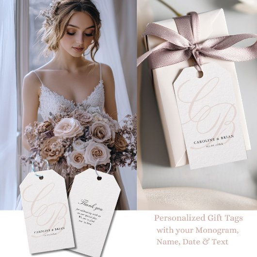 Elegant, Monogramm, Hochzeit Geschenkanhänger
