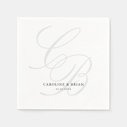 Elegant, Monogramm, Hochzeit Serviette (Vorderseite)
