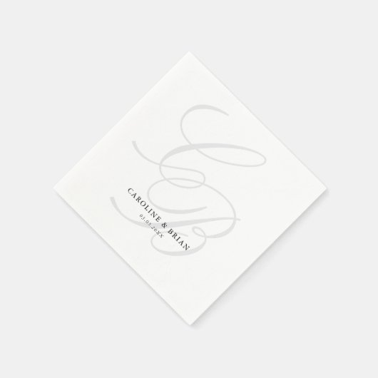 Elegant, Monogramm, Hochzeit Serviette (Ecke)