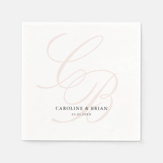 Elegant, Monogramm, Hochzeit Serviette (Vorderseite)