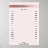 Elegant Monogramm Lightpink Rosegold Pricelist Poster (Vorne)
