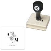 Elegant, Monogramm, Line Art Blume, Hochzeit Gummistempel (Stempel)