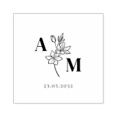 Elegant, Monogramm, Line Art Blume, Hochzeit Gummistempel (Prägung)