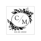 Elegant, Monogramm, Line Art Wreath, Hochzeiten Gummistempel (Prägung)