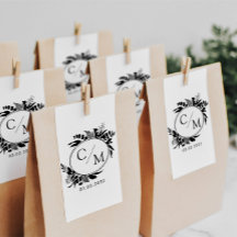 Elegant, Monogramm, Line Art Wreath, Hochzeiten