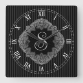 Elegant, Monogramm Quadratische Wanduhr (Vorderseite)