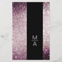 Elegant Monogramm Silber Lila
