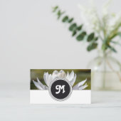 Elegant-Monogramm-Wasserlilie-Blütengrau Visitenkarte (Stehend Vorderseite)