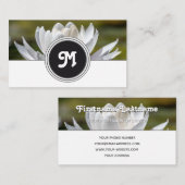 Elegant-Monogramm-Wasserlilie-Blütengrau Visitenkarte (Vorne/Hinten)