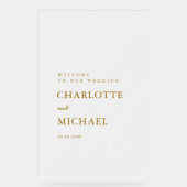 Elegant, Monogramm, weiß, transparent, Hochzeit Acrylschild (Vorderseite)