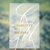 Elegant, Monogramm, weiß, transparent, Hochzeit Acrylschild (Neutral)