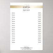 Elegant Monogramm Weißer Streifen Preisliste Poster (Vorne)
