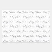 Elegant Monotone Schwarz-weiß Frohe Weihnachten Geschenkpapier Set (Vorderseite)