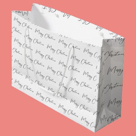 Elegant Monotone Schwarz-weiß Frohe Weihnachten Große Geschenktüte
