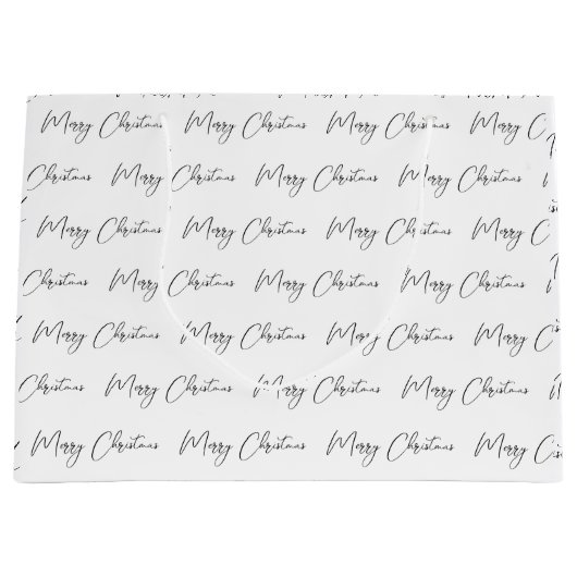 Elegant Monotone Schwarz-weiß Frohe Weihnachten Große Geschenktüte (Vorderseite)