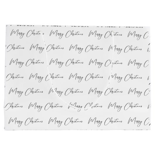 Elegant Monotone Schwarz-weiß Frohe Weihnachten Große Geschenktüte (Rückseite)
