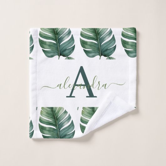 Elegant Monstera Greenery Botanical Towel Set (Waschlappen)