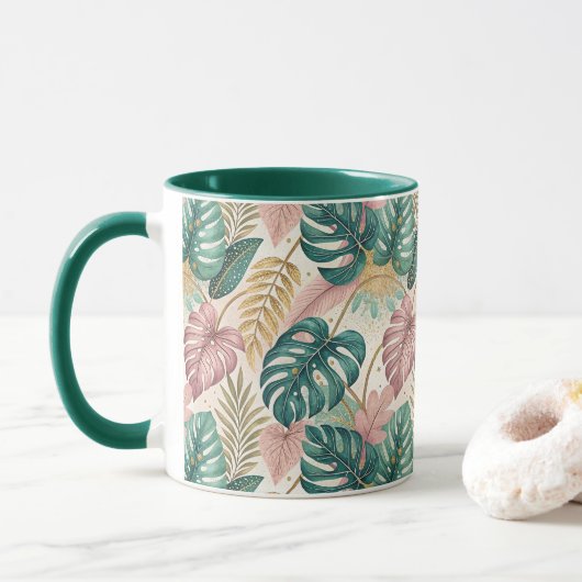 Elegant Monsteras Gold Tasse (Mit Donut)