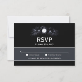 Elegant Moody Black Floral Wedding RSVP