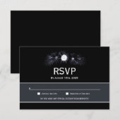 Elegant Moody Black Floral Wedding RSVP Karte (Vorne/Hinten)