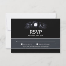 Elegant Moody Black Floral Wedding RSVP