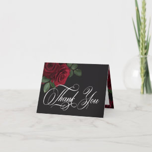 Elegant Moody Blood Rote Rose floral Wedding gekla Dankeskarte