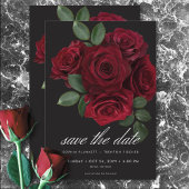 Elegant Moody Blood Rote Rose Floral Wedding Save The Date