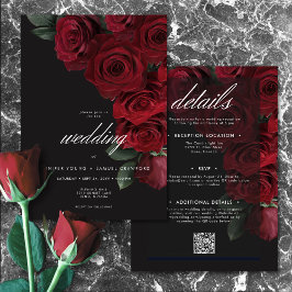 Elegant Moody Blood Rote Rosen floral Two Sided Einladung