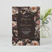 Elegant Moody Blume dunkle Hochzeit Einladung (Stehend Vorderseite)