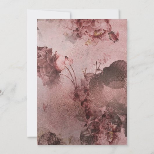 Elegant Moody Burgundy Floral Script Heart Foto Save The Date (Rückseite)