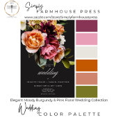 Elegant Moody Burgundy & Pink Floral Wedding Dankeskarte