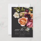 Elegant Moody Burgundy & Pink Floral Wedding Save The Date (Vorderseite)