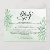 Elegant Moody Eucalyptus Greenerity Wedding Detail Begleitkarte (Vorderseite)