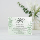 Elegant Moody Eucalyptus Greenerity Wedding Detail Begleitkarte (Stehend Vorderseite)