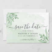 Elegant Moody Eucalyptus Verlasse Grüne Hochzeit Save The Date (Vorderseite)